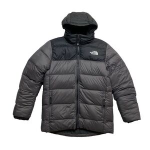 The North Face Puffer Jacket Boys L Gray Black 3 in 1 Hooded 550 Down Coat